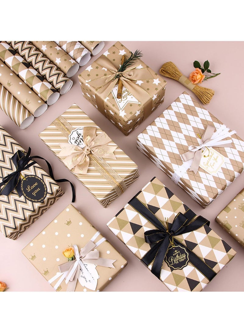 NIIMBOT 7 Sheets Gift Wrapping Paper with Ribbon Sticker Tape Set, Durable Gift Wrap Set for Birthday Party, Valentines Day, Wedding, Baby Shower, Bridal Shower,  Graduation 50 cm X 70 cm - Image 4